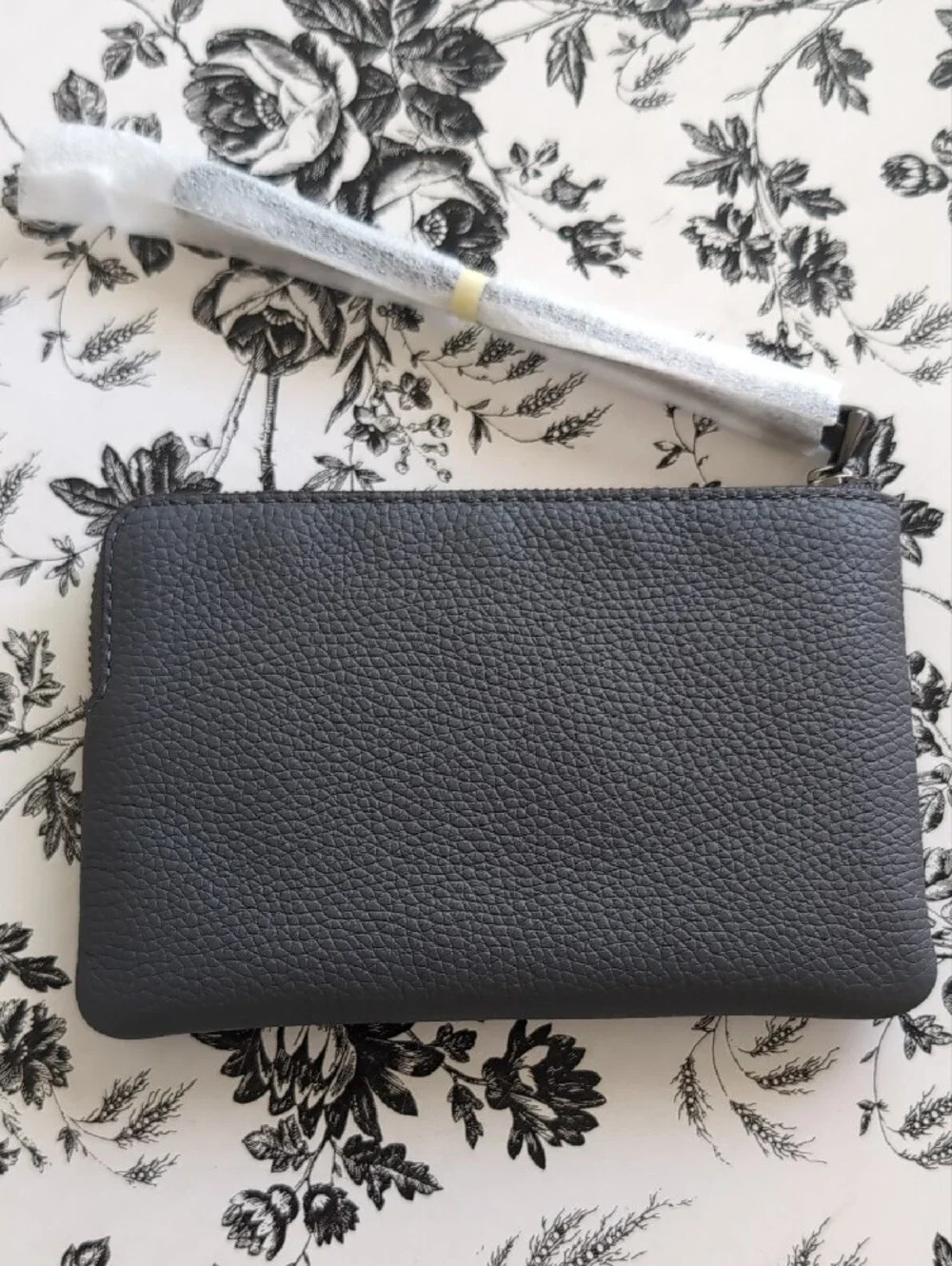 Coach Grey Leather Wristlet with Cancer Cream Crab